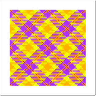 Purple, Yellow, Orange Plaid Posters and Art